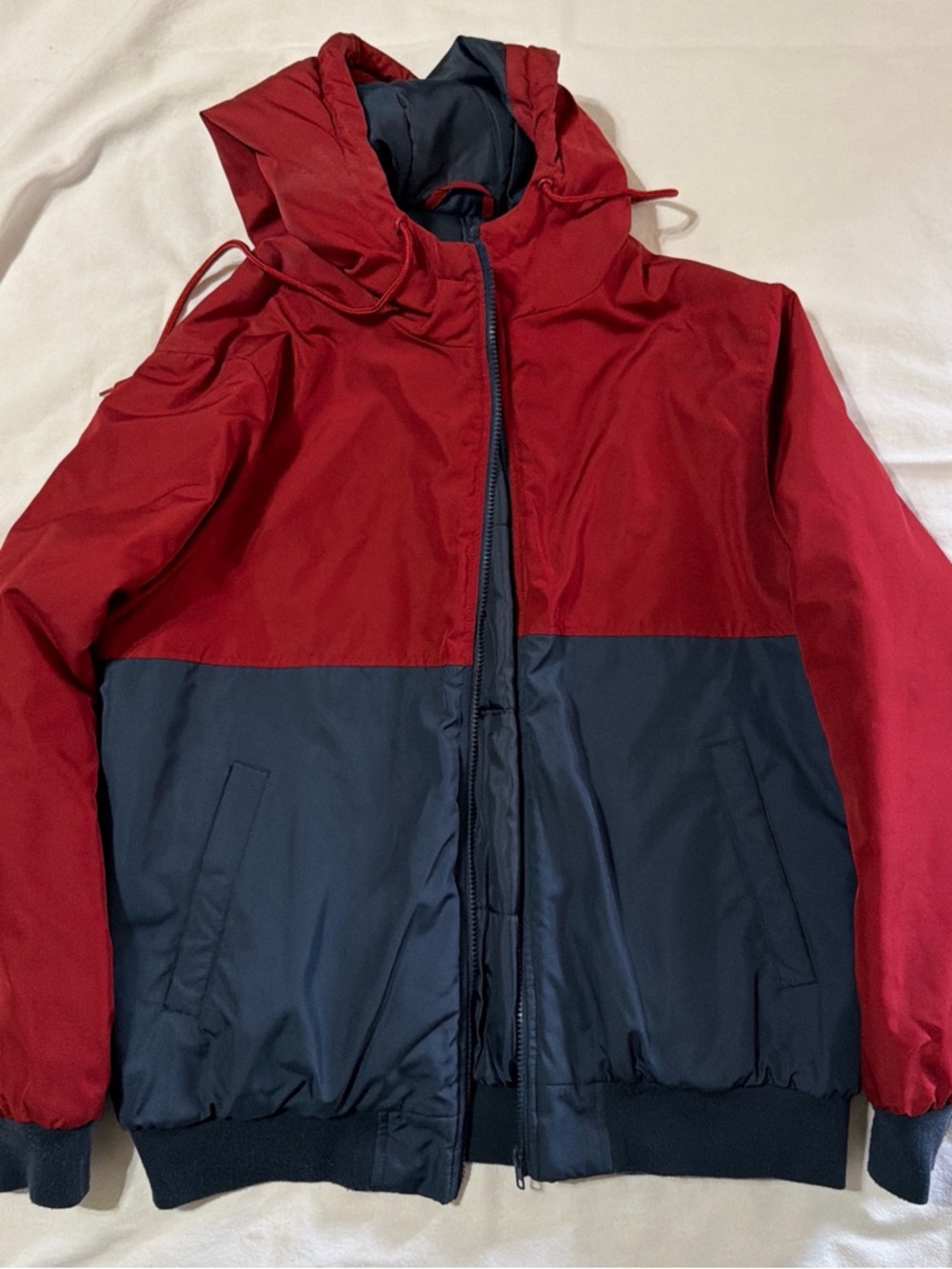 Forever 21 Red and Navy Colorblock Windbreaker Jacket